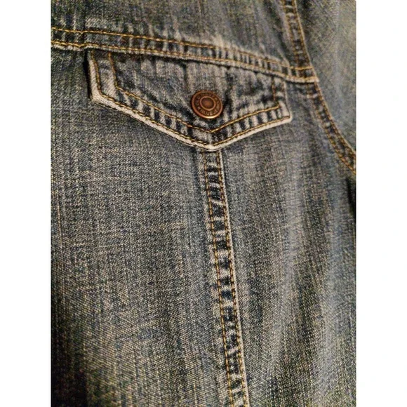 vintage Old Navy denim Dress Y2K fashion era short-sleeve denim shirt dress Sz 6 - Picture 9 of 15